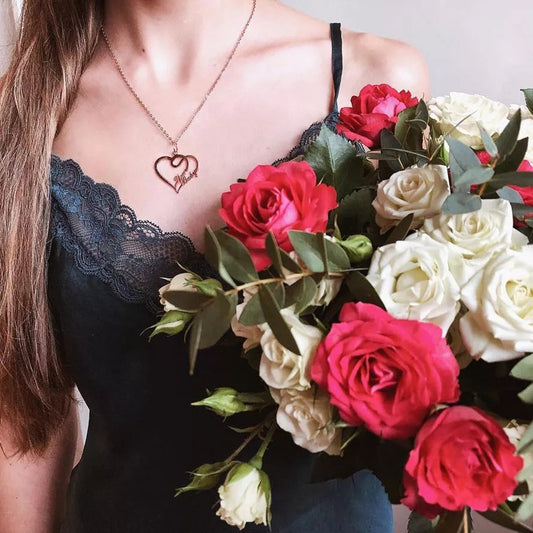 Personalized Double Heart Name Necklace