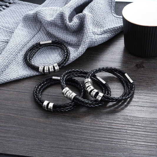 Personalized Men’s Braided Leather Bracelet