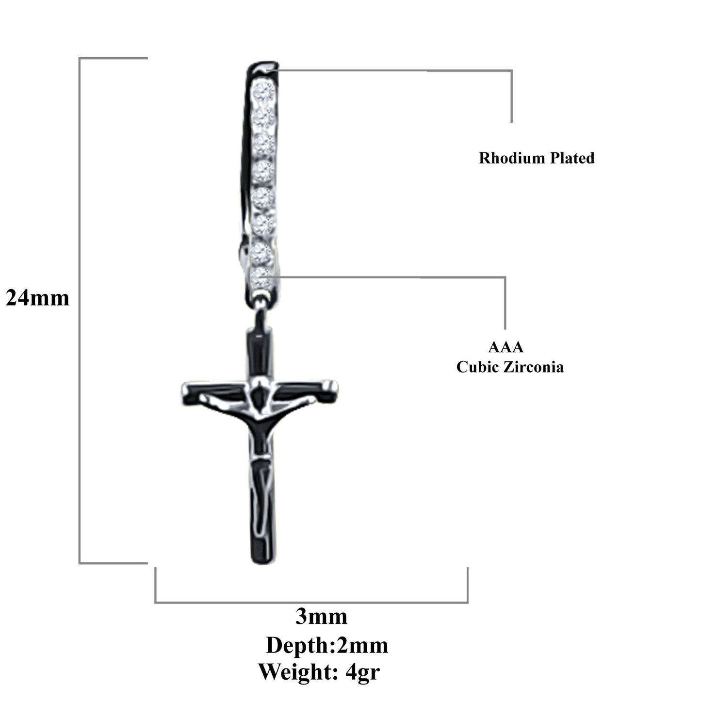 Crucifixus Silver Earrings