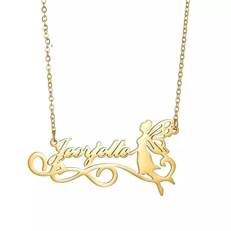 Custom Letter Name Necklace | Personalized Gold Titanium Steel Pendant