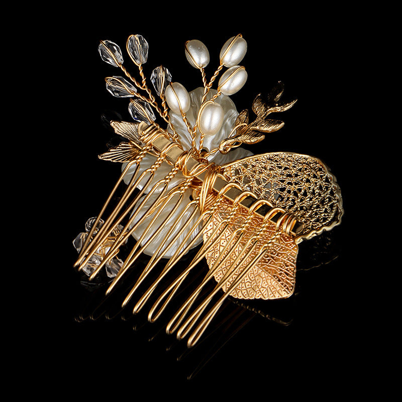 Elegant Pearl & Crystal Floral Bridal Comb