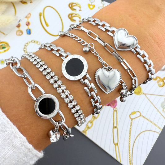 Cubic Zirconia Stainless Steel Bracelet