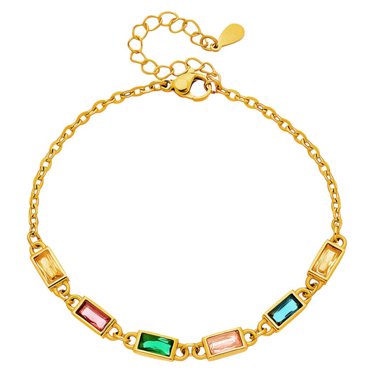 Gems Infused Gold Plated Stainless Steel Bracelet