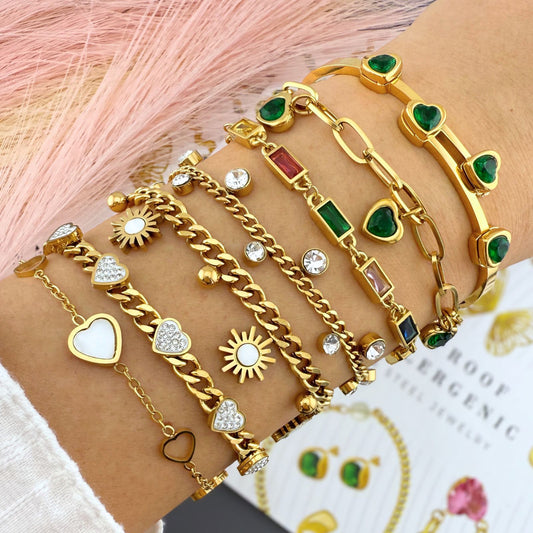 Gems Infused Gold Plated Stainless Steel Bracelet