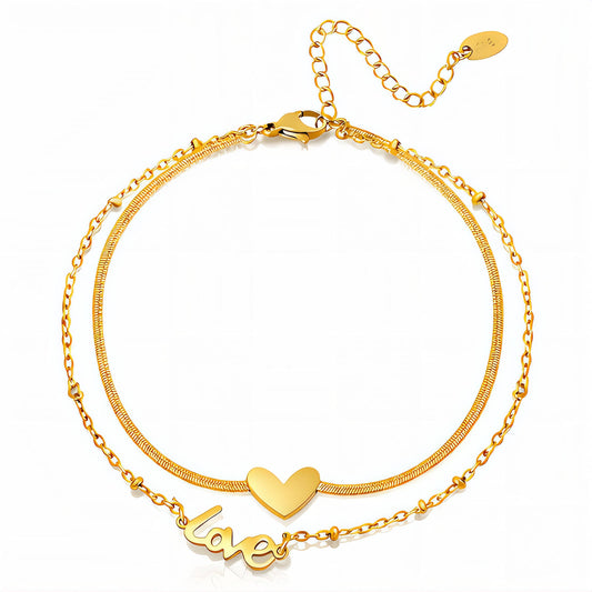 Hearts Gold Plated Stainless Steel Anklet