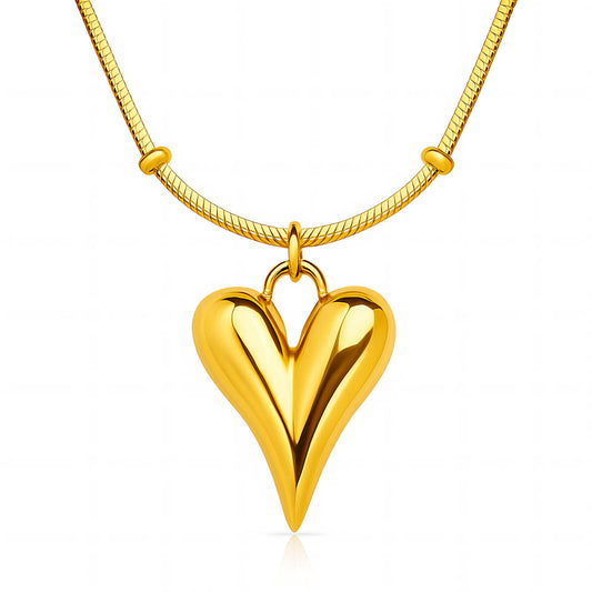 Heart Pendant Gold Plated Stainless Steel Necklace