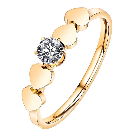 Hearts Gold Plated Stainless Steel Ring