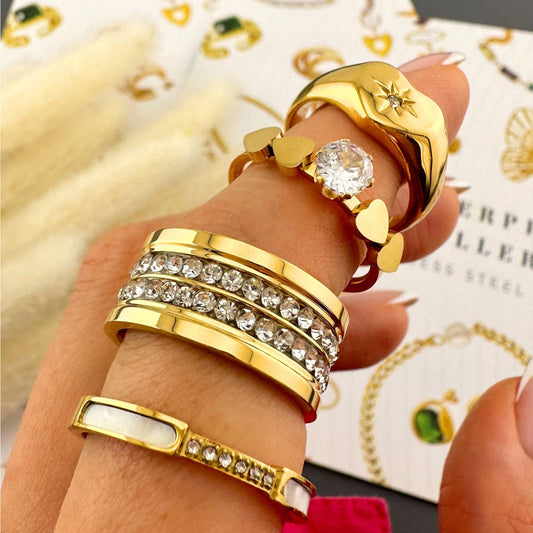 Hearts Gold Plated Stainless Steel Ring