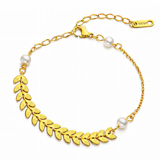 Leaves Gold Plated Stainless Steel Anklet