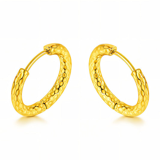Luxe Textured Gold Plated Stainless Steel Earrings