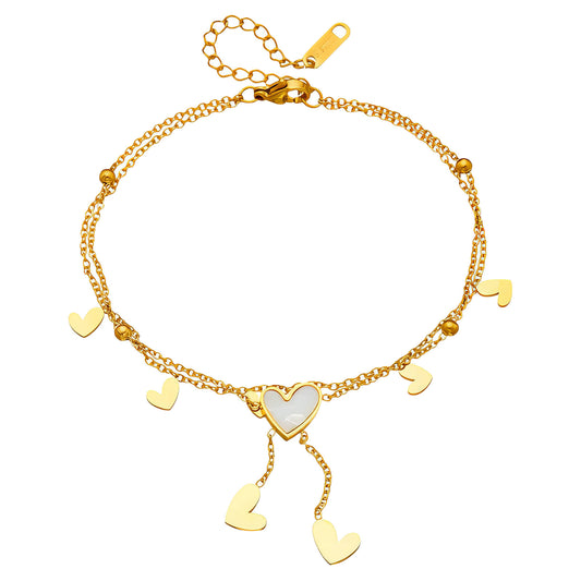 Pure Hearts Gold Plated Stainless Steel Anklet