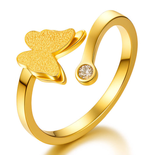 Butterfly Gold Plated Stainless Steel Ring