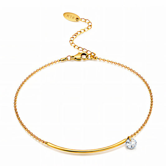 Cubic Zirconia Gold Plated Stainless Steel Anklet