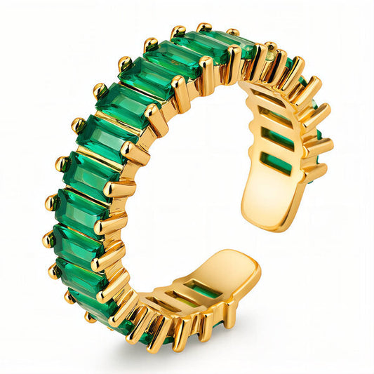 Gem Infused Gold Plated Stainless Steel Ring