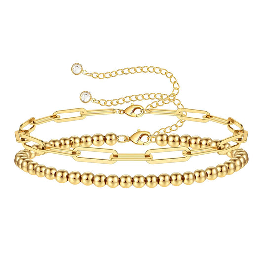 Mixed Chained Gold Plated Steel Bracelet
