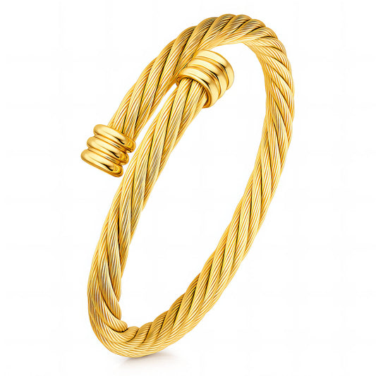 Rope Design Gold Plated Stainless Steel Bracelet