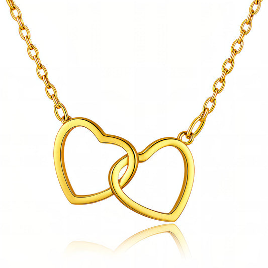 Two Hearts Gold Plated Stainless Steel Necklace