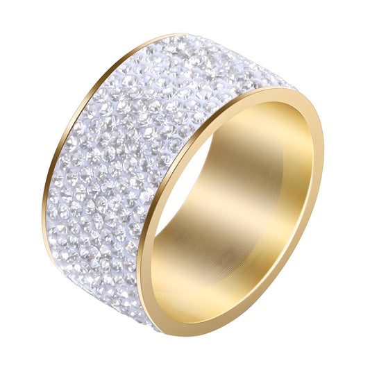 Cubic Zirconia Gold Plated Stainless Steel Ring