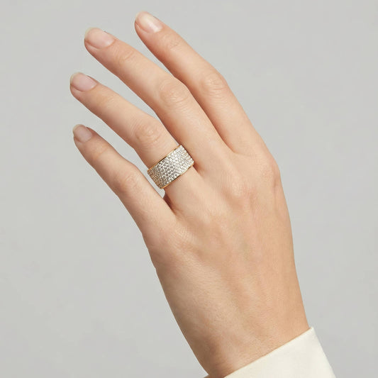 Cubic Zirconia Gold Plated Stainless Steel Ring