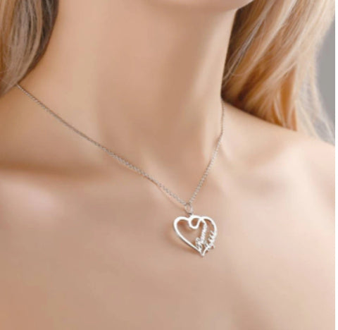 Personalized Double Heart Name Necklace | Custom Stainless Steel Pendant for Women