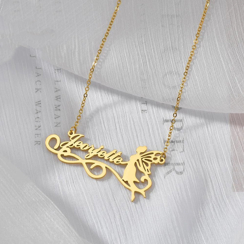 Custom Letter Name Necklace | Personalized Gold Titanium Steel Pendant
