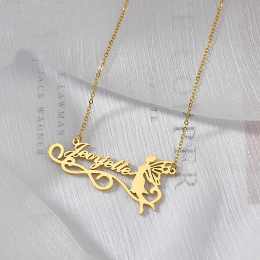 Custom Letter Name Necklace | Personalized Gold Titanium Steel Pendant