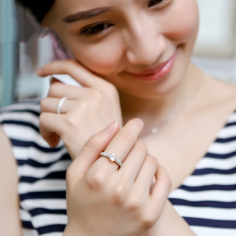 Micro-Set Zircon Engagement Ring