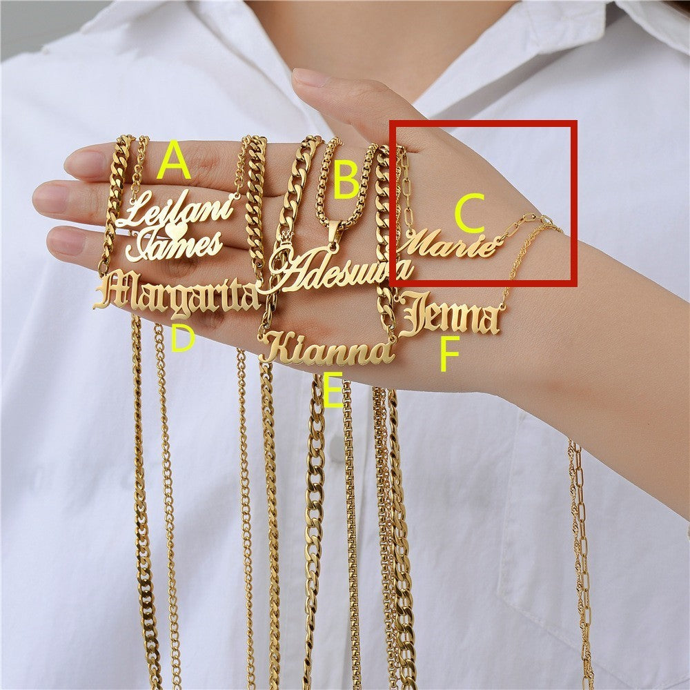 Custom Letter Necklace with Zircon | Personalized Stainless Steel Women’s Pendant
