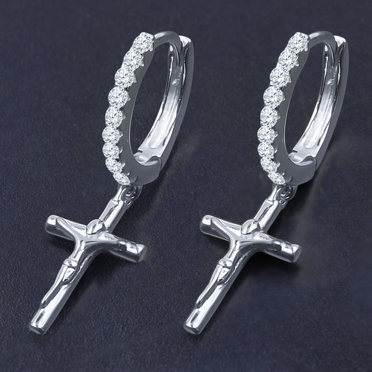 Crucifixus Silver Earrings