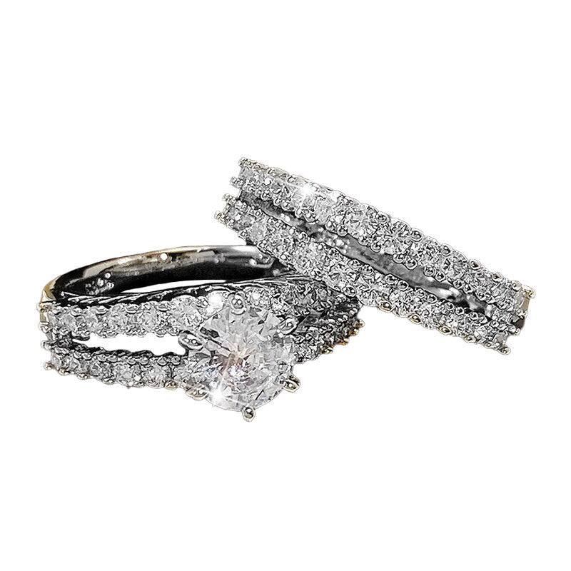 Double Layer Zircon Engagement Ring