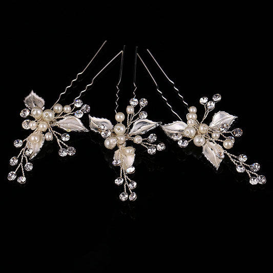 Bridal Pearl & Crystal Hairpins