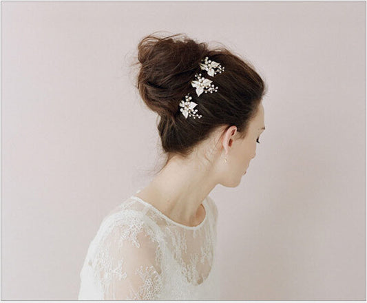Bridal Pearl & Crystal Hairpins