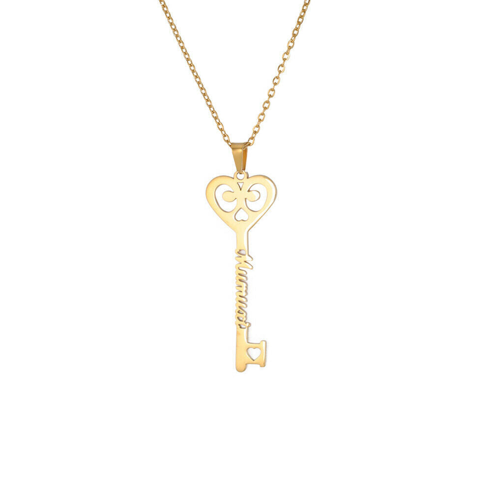 Custom Key Name Necklace | Personalized Stainless Steel Pendant for Women & Couples