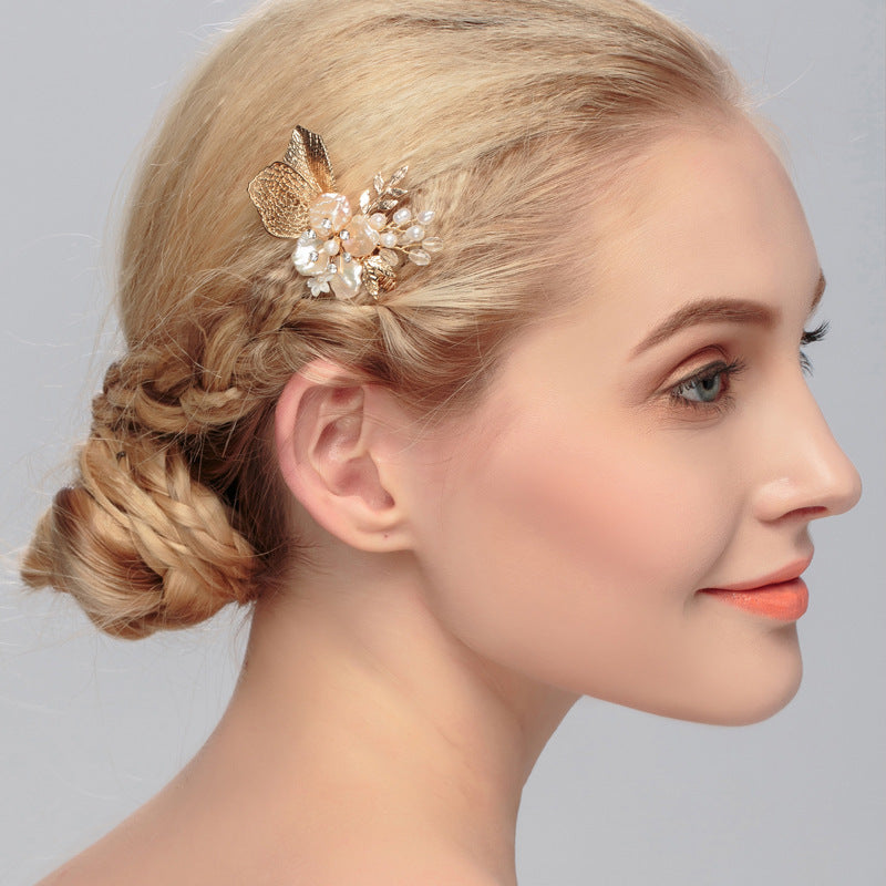 Elegant Pearl & Crystal Floral Bridal Comb