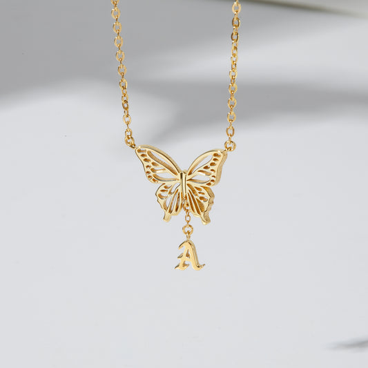 Custom Initial Butterfly Necklace