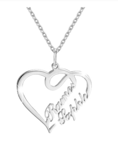 Personalized Double Heart Name Necklace | Custom Stainless Steel Pendant for Women
