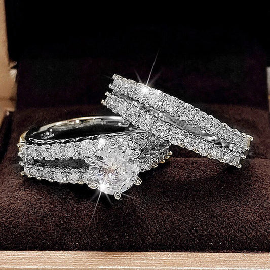 Double Layer Zircon Engagement Ring