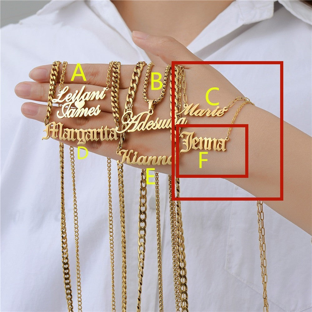 Custom Letter Necklace with Zircon | Personalized Stainless Steel Women’s Pendant