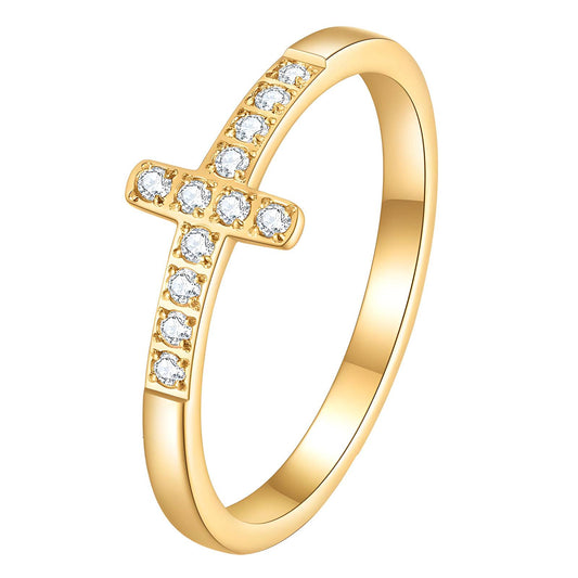 Crosses Gold Plated Stainless Steel Ring