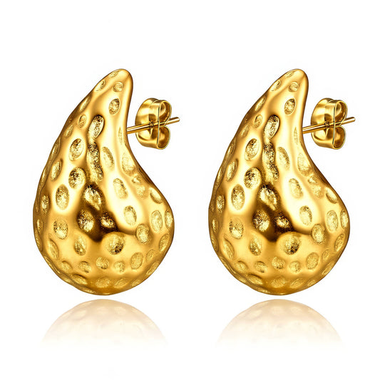Teardrop Gold Plated Stainless Steel Earrings