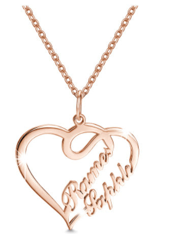 Personalized Double Heart Name Necklace | Custom Stainless Steel Pendant for Women