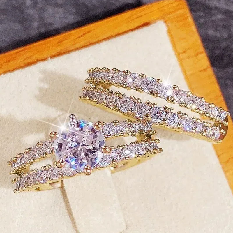 Double Layer Zircon Engagement Ring