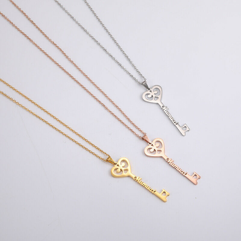 Custom Key Name Necklace | Personalized Stainless Steel Pendant for Women & Couples