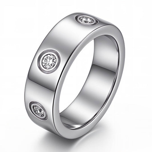 Cubic Zirconia Stainless Steel Ring