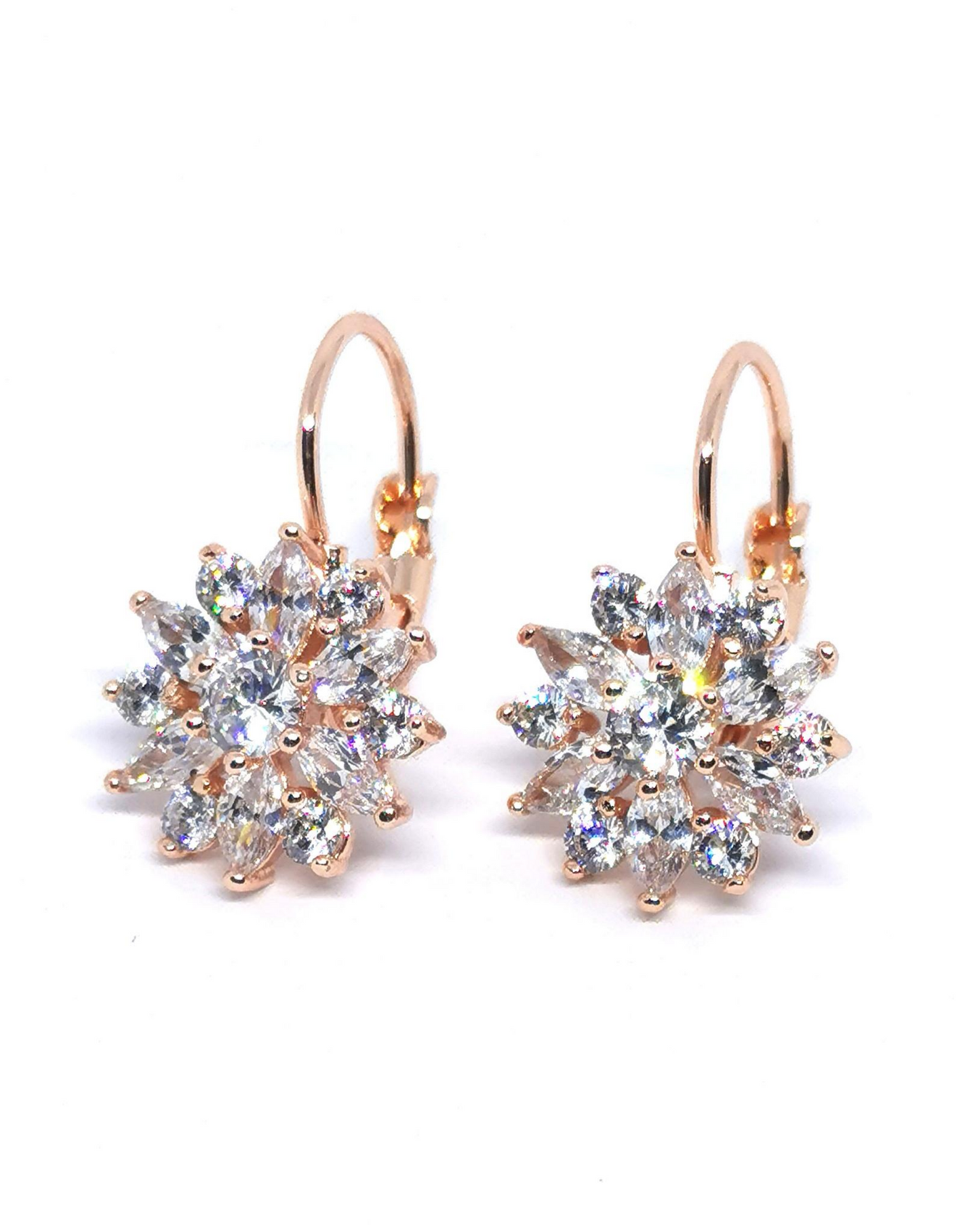 Diamond Sunflower Huggies Earrings