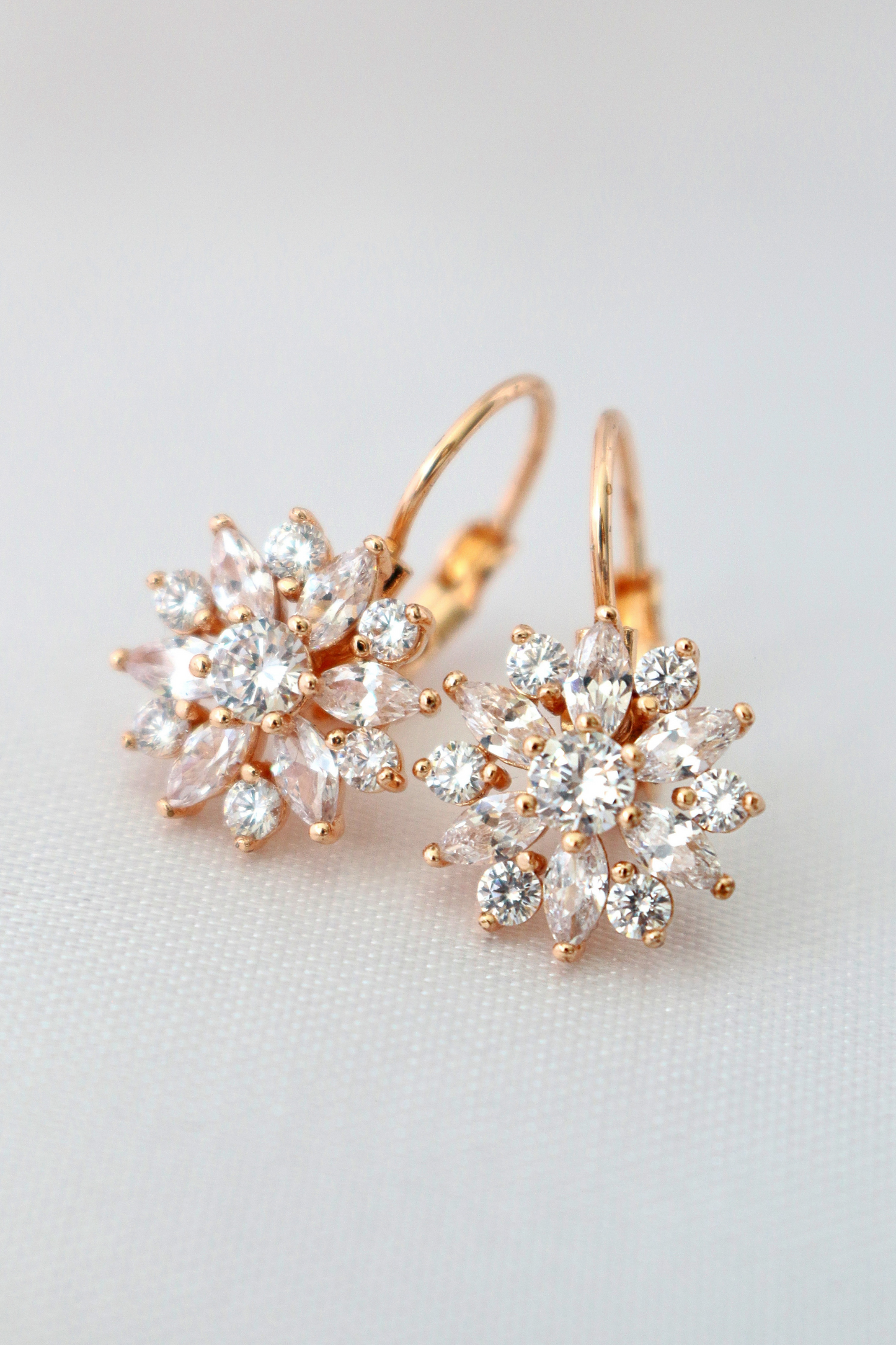 Diamond Sunflower Huggies Earrings