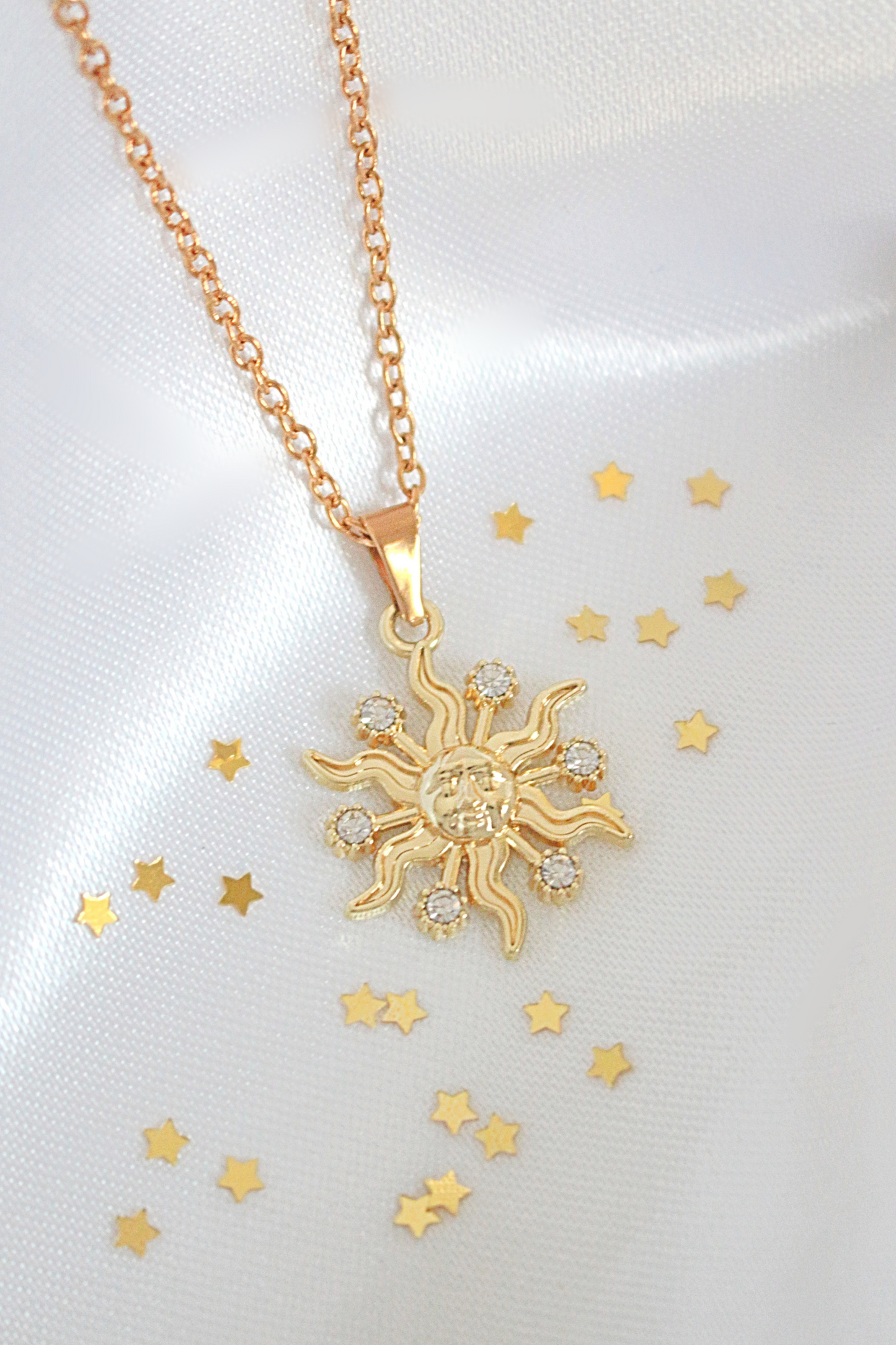 24 Karats Sun Pendant Necklace