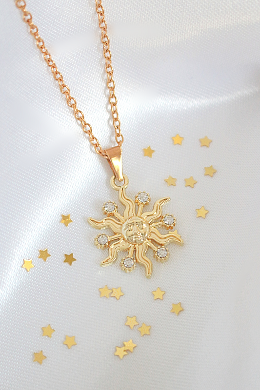 24 Karats Sun Pendant Necklace