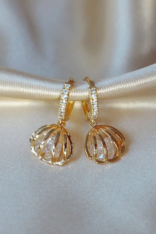 Sea Shell Cubic Zirconia Hoops