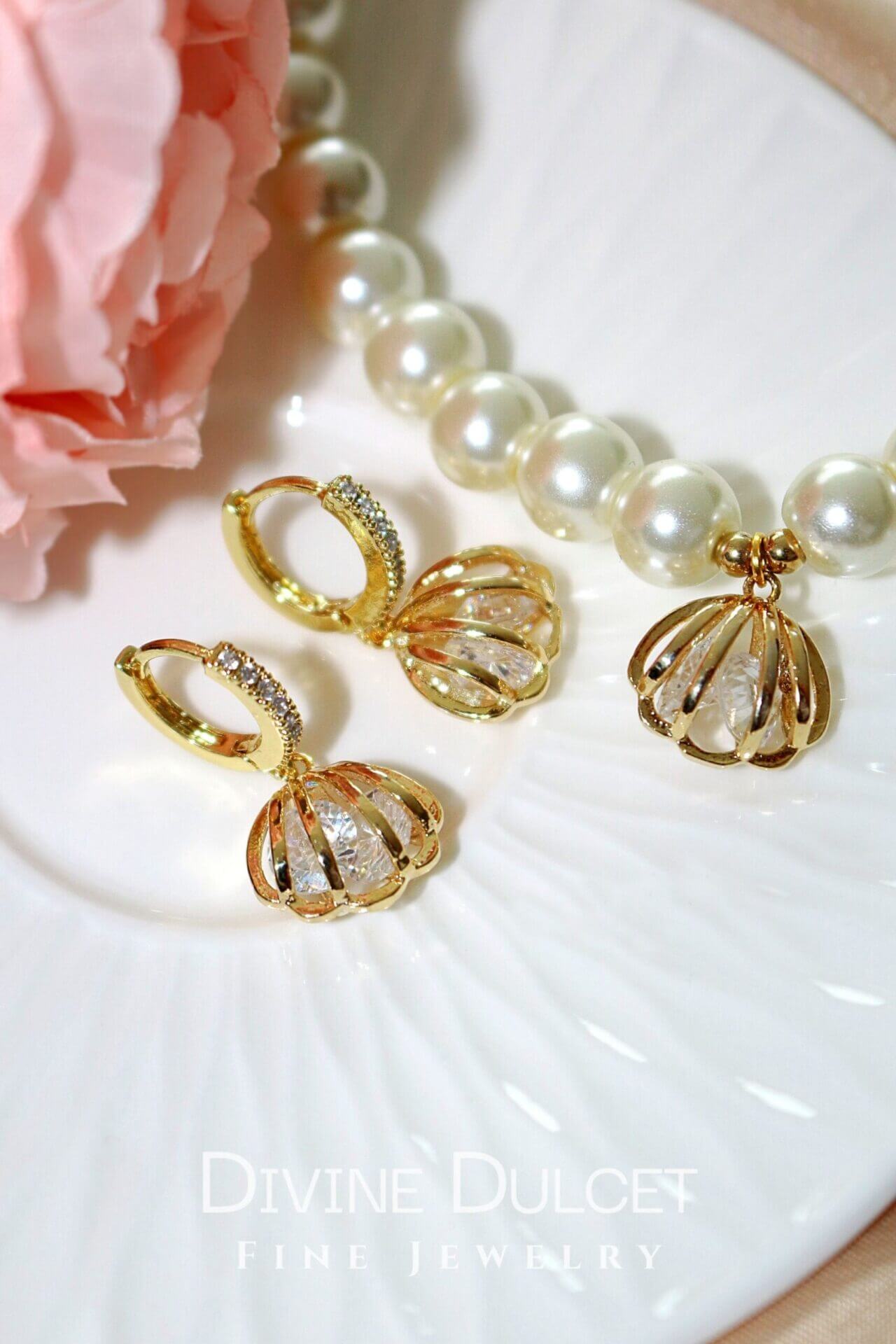 Sea Shell Cubic Zirconia Hoops